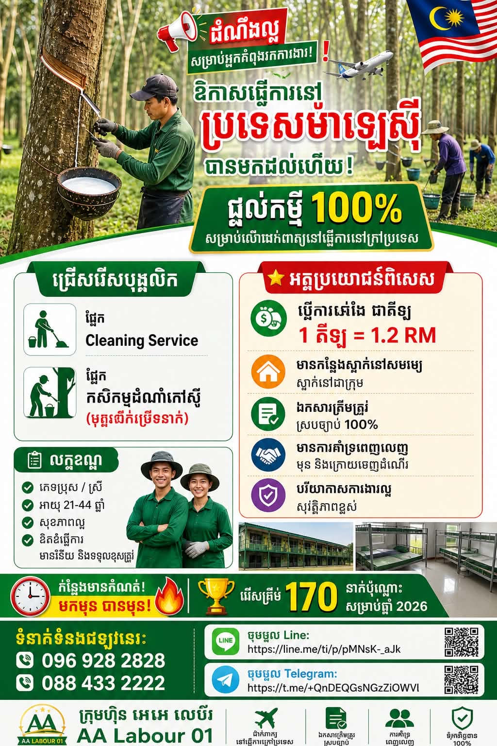 ឱកាសធ្វើការនៅ ប្រទេសម៉ាឡេសុី បានមកដល់ហើយ!